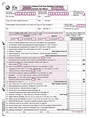 Fillable Online Forms In Indiana Full Year Resident Individual Fax