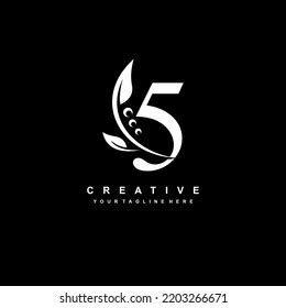 White Number 5 Logo Luxury Gold Stock Vector (Royalty Free) 2203266671 ...