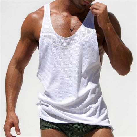 Mens Breathable Mesh Tank Tops Bodybuilding Equipment Fitness Singlets