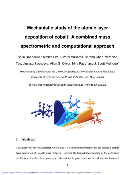 PDF Mechanistic Study Of The Atomic Layer Deposition Of Cobalt A