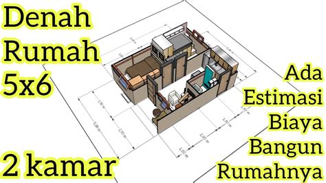 Denah Rumah Minimalis 2 Kamar Tidur 5x6 Meter YouTube