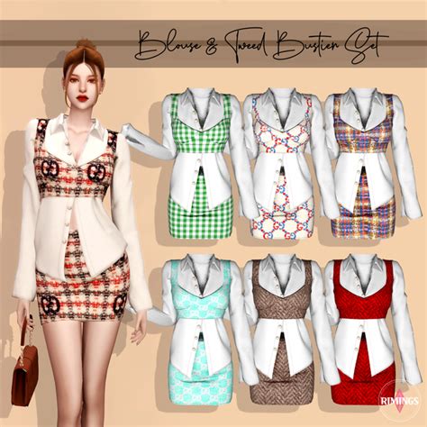 Rimings Blouse Tweed Bustier Set Sims Mods Clothes Sims