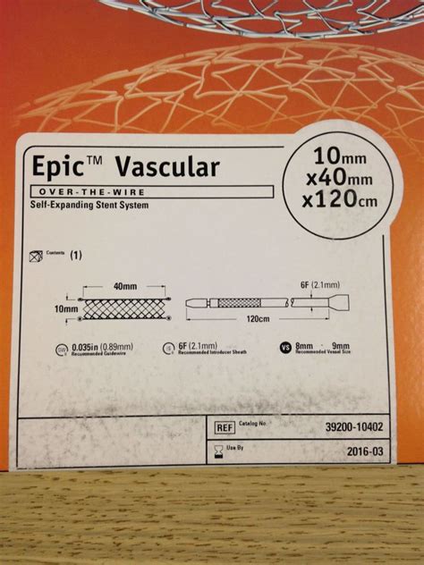 New BOSTON SCIENTIFIC Epic Vascular Over The Wire Self Expanding Stent