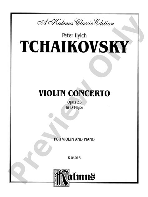 Tchaikovsky Violin Concerto In D Major Op 35 Violin Book Peter