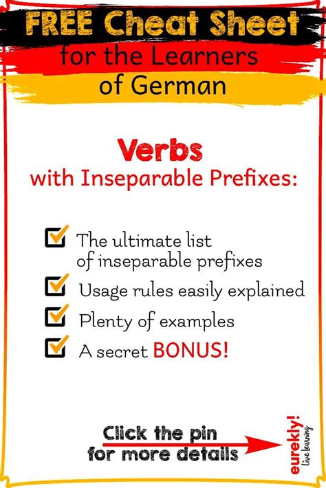 Free Cheat Sheet On Inseparable Prefixes In Learn German Online