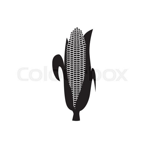 Vector corn cob black silhouette icon. ... | Stock vector | Colourbox