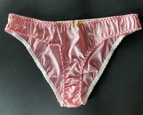 Enchanting Sexy L Bikini Satin Glossy Pink Sissy Pant Gem