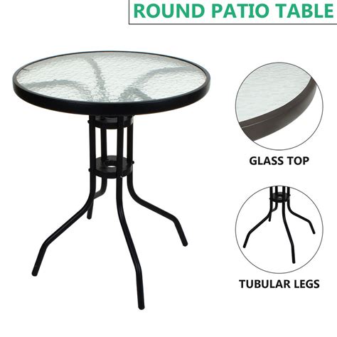 Tempered Glass Top Patio Table Metal Frame Legs Garden Outdoor Indoor Bistro Ebay