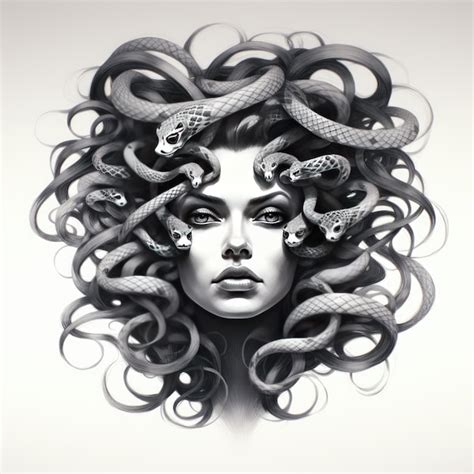 Premium AI Image Medusa Reimagined A Captivating Black And White