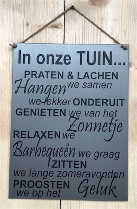 Zinken Tekstbord In Onze Tuin Grijs 30x40 Cm Tuin