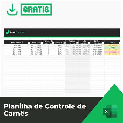 Planilha de Controle de Carnês - Smart Planilhas