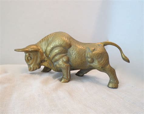 Large Heavy Brass Bull L Etsy Brass Bull Large