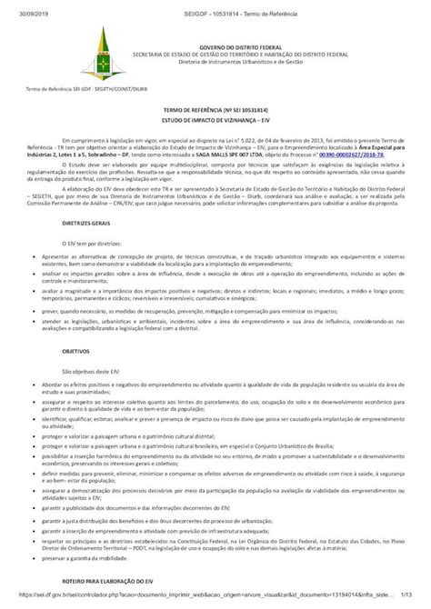 PDF ROTEIRO PARA ELABORAÇÃO DO EIV seduh df gov br Diretor de