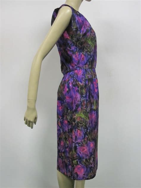 S Christian Dior Silk Floral Print Sheath Dress And Jacket For Sale