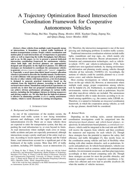 Pdf A Trajectory Optimization Based Intersection Coordination