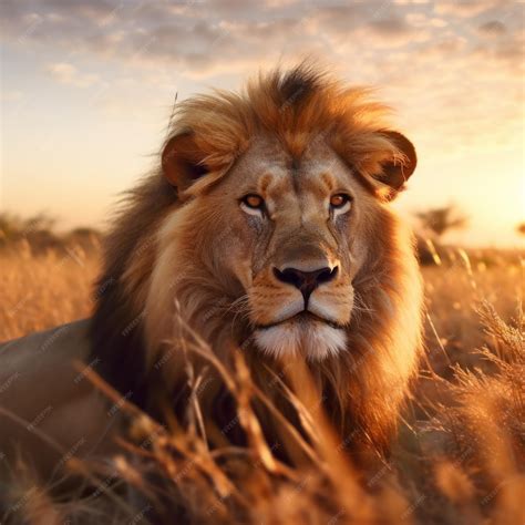 Premium AI Image | Majestic Lion Roaming the African Savannah a