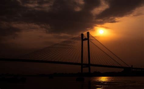 HD wallpaper: Kolkata, Howrah Bridge, night, illuminated, reflection ...