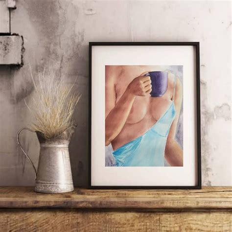 Nude Girl Watercolor Painting Naughty Erotic Gift For Him Or Her Sensual Painting Nude