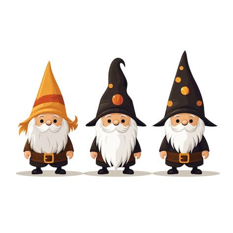 Premium Photo Three Cartoon Gnomes With Hats And Beards Standing In A