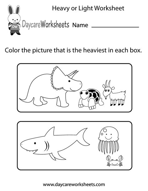 Grade 1 Heavy And Light Objects Worksheet