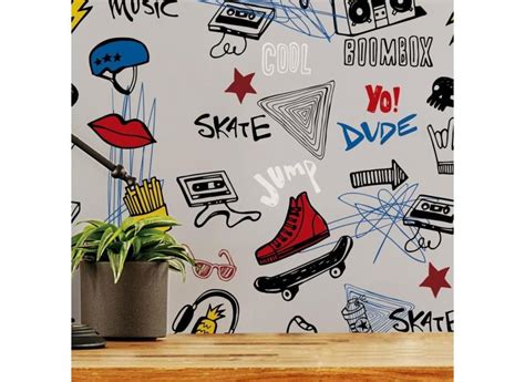 Papel De Parede Skate Radical Nude Quarto Infantil Menino Crian A Pr Adolescente Teen Lav Vel