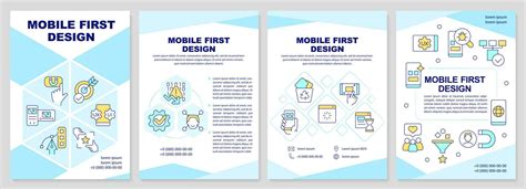 Mobile First Design Turquoise Brochure Template Leaflet Design With Linear Icons Editable 4