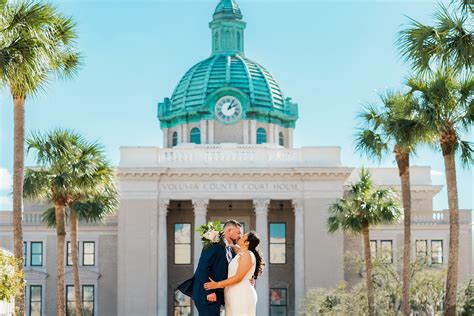 Blue skies at the Volusia County Courthouse - Orlando Micro Wedding