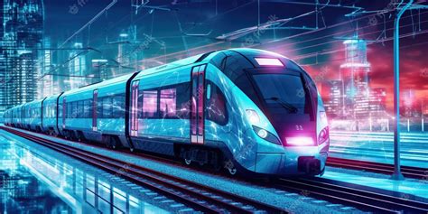 Premium Photo Electric Modern Train Races Through The Futuristic City