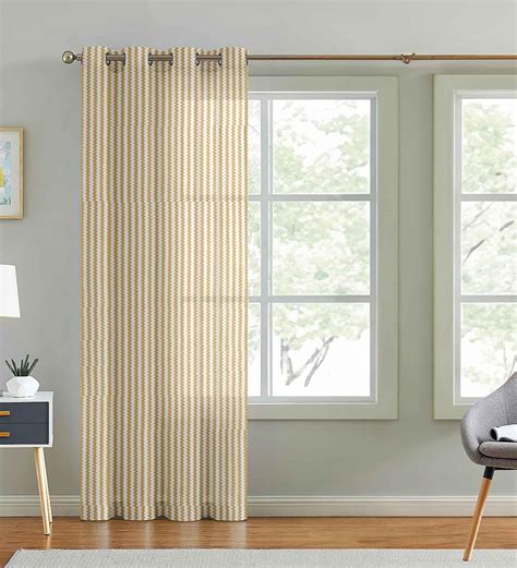 Buy Beige Polyester Striped Ft Sheer Eyelet Door Curtain At Off By