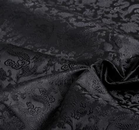 Black Brocade Fabric Jacquard Fabric Dragon Style Brocade Etsy