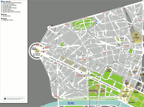 8th arrondissement of Paris map - Map of 8th arrondissement of Paris (France)