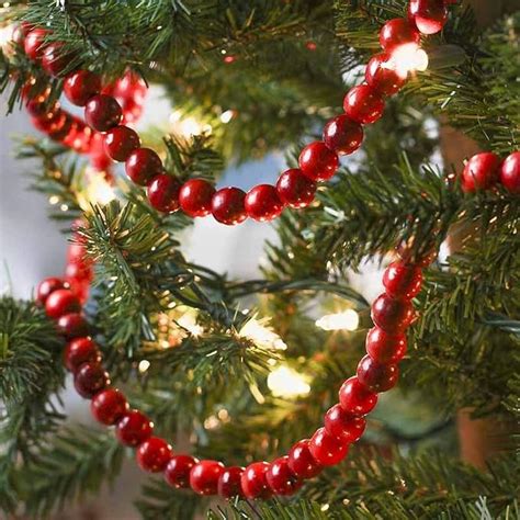 Christmas Wooden Bead Garland Bright Red Wood Bead Garland Christmas