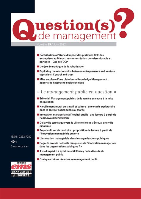 Linnovation managériale dans les organisations publiques Cairn info