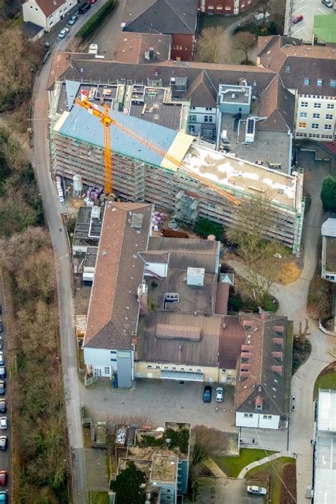 Bochum von oben Baustelle für einen Erweiterungs Neubau auf dem