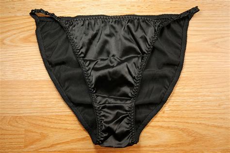 Vintage Lexington Nylon Shiny Slippery Black Satin String Bikini Panty