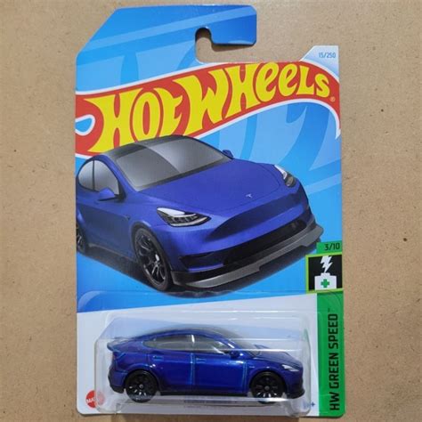 Jual HOT WHEELS TESLA MODEL Y HW GREEN SPEED BLUE Shopee Indonesia