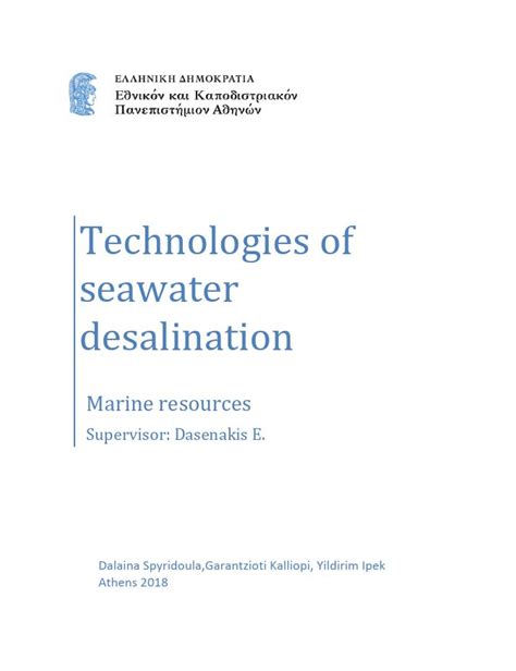 Technologies Of Seawater Desalination Marine Resources Aquaenergy