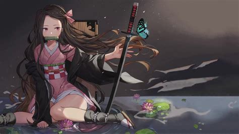 Nezuko Kamado Sword Kimetsu No Yaiba Live Wallpaper - WallpaperWaifu