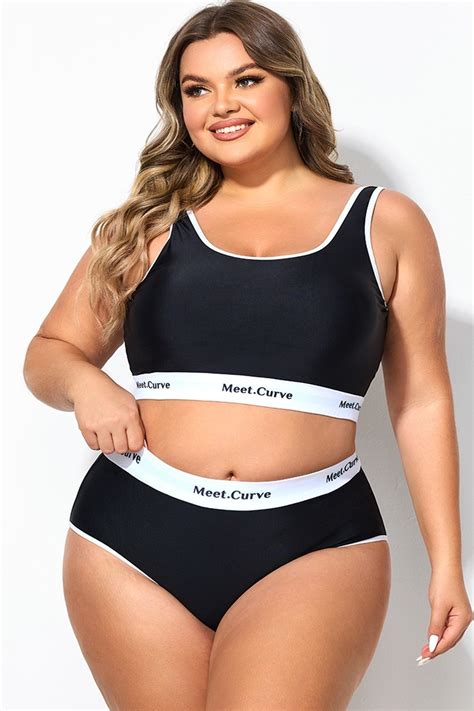 Plus Size Wireless Color Banding Scoop Bikini Top Meet Curve Meet Curve Uk