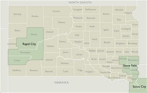 Metro Area Zip Code Wall Maps Of South Dakota