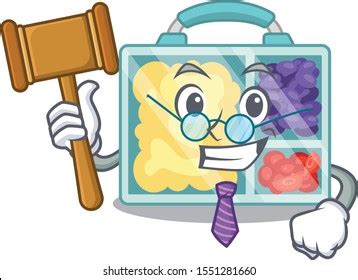 Happy Lunch Box Above Judge Character Stock Vector Royalty Free