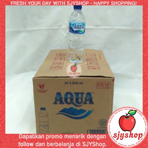 Jual Aqua Botol 600 Ml 1 Dus Isi 24 Pcs Air Mineral Sjyshop