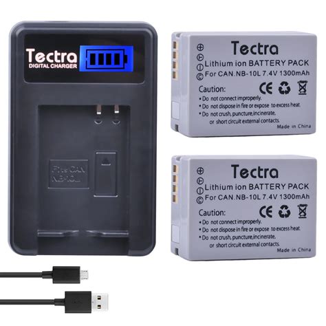 Tectra 2pcs Nb 10l Nb10l Camera Battery Lcd Usb Charger For Canon G1x