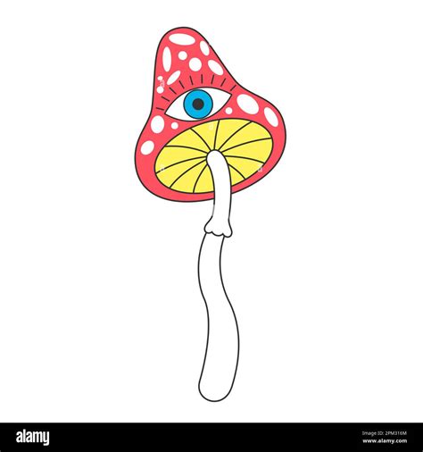 Retro Groovy Trippy Mushroom With Eye Hippie Psychedelic Fly Agaric