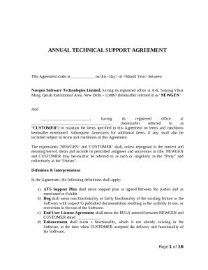 Annual Technical Support Agreement Thecompass Newgen Doc Template