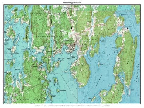 Boothbay Harbor 1970 Custom USGS Old Topo Map Maine OLD MAPS