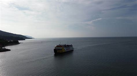 Aerial View of the Ferry Approaching the Port of Gorontalo, Gorontalo ...