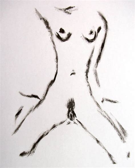 FIGURATIVE DRAWING EROTIC PORTRAIT OF A NAKED SLIM GIRL ON BED 044 Figurative Ink And