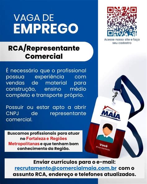 Vaga De Emprego Representante Comercial - RCA Seleciona Representante Comercial - Vagas de Emprego Ceará