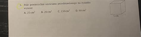 Pole Powierzchni Sze Cianu Przedstawionego Na Rysunku Wynosi A